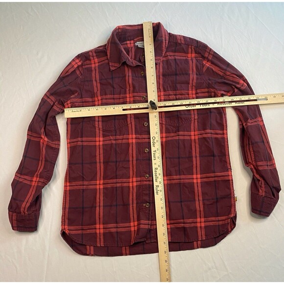 Carhartt Plaid Flannel Red Striped Long Sleeve Button Up Pocket Medium 8/10 - Picture 6 of 8
